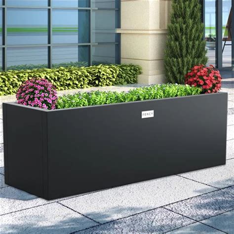 black metal plant box|black outdoor planter box.